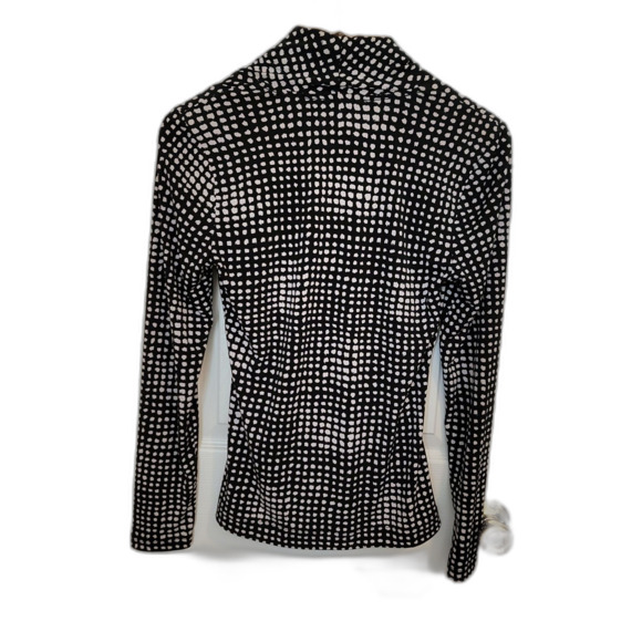 Chaus New York Black And White Print Long Sleeve Wrap Around Blouse Size S - Picture 2 of 2